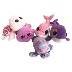 Bundle of Mostly TY Ocean Animal Girl Plushes, Dolphin, Manatee, Turtle